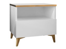 Table de chevet Comfivo 493 (Blanc + Blanc brillant)
