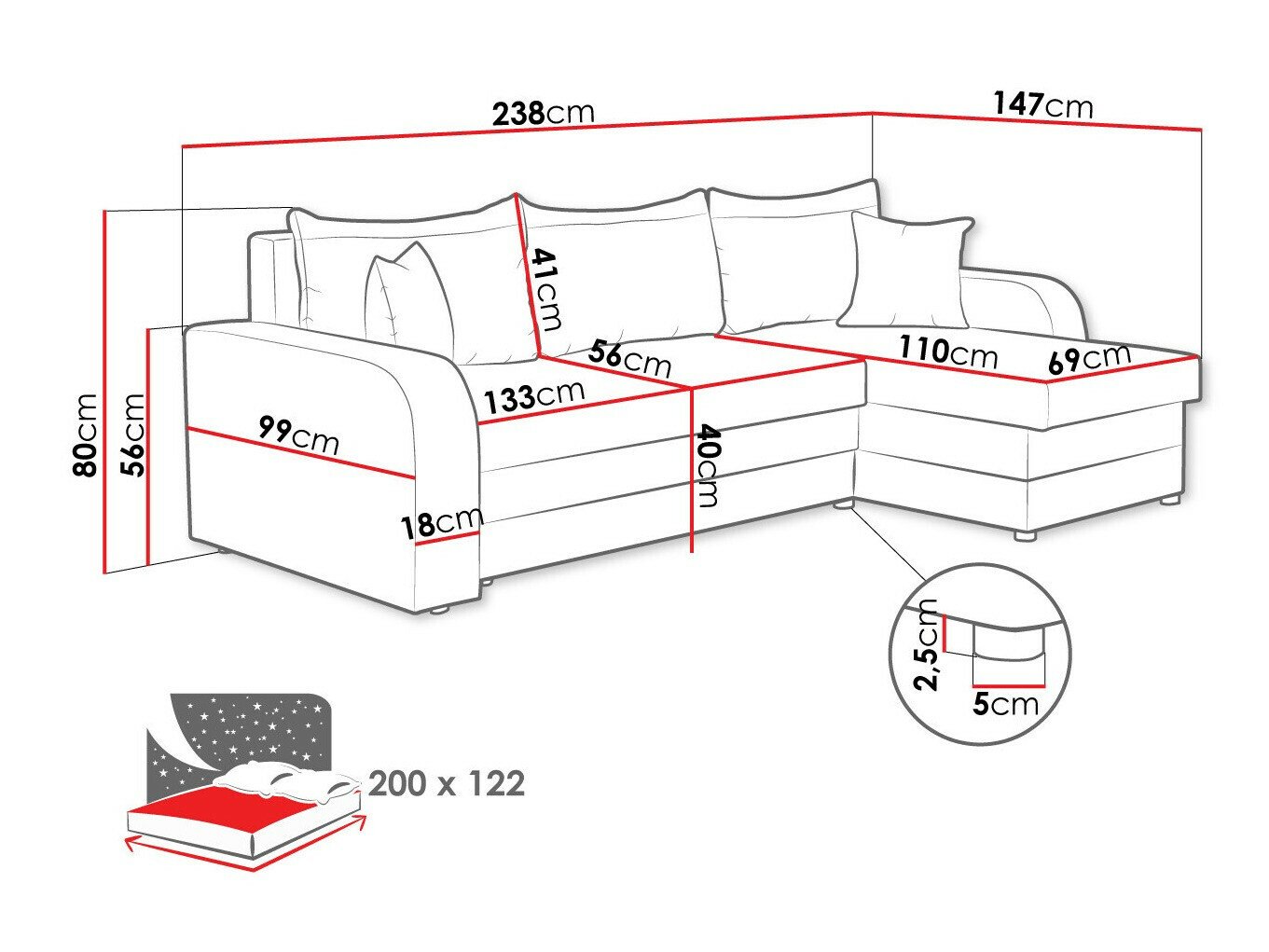 Canapé d'angle Comfivo 203 (Poso 135)