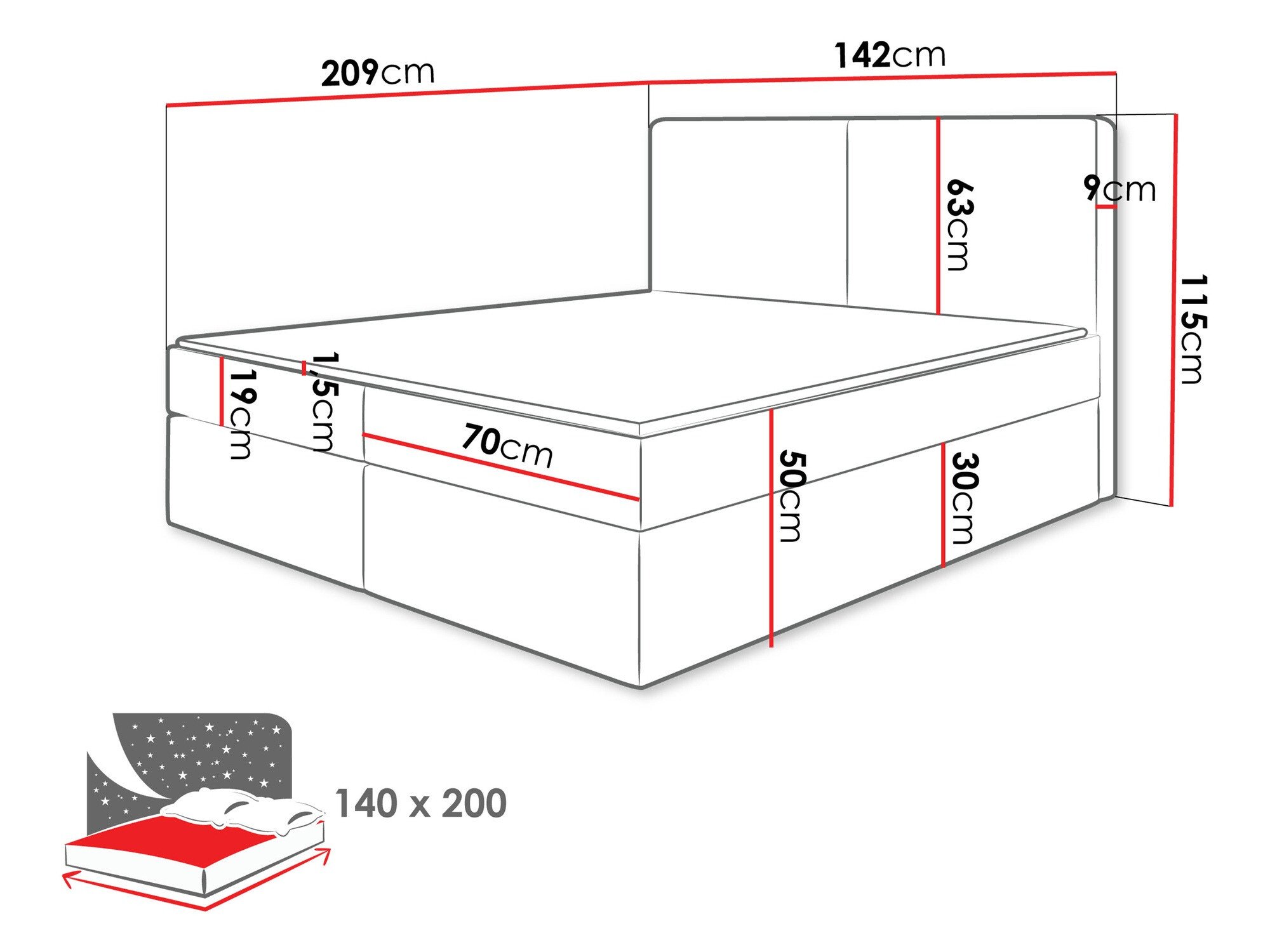 Lit boxspring Zanesville 100 (Manila 14)