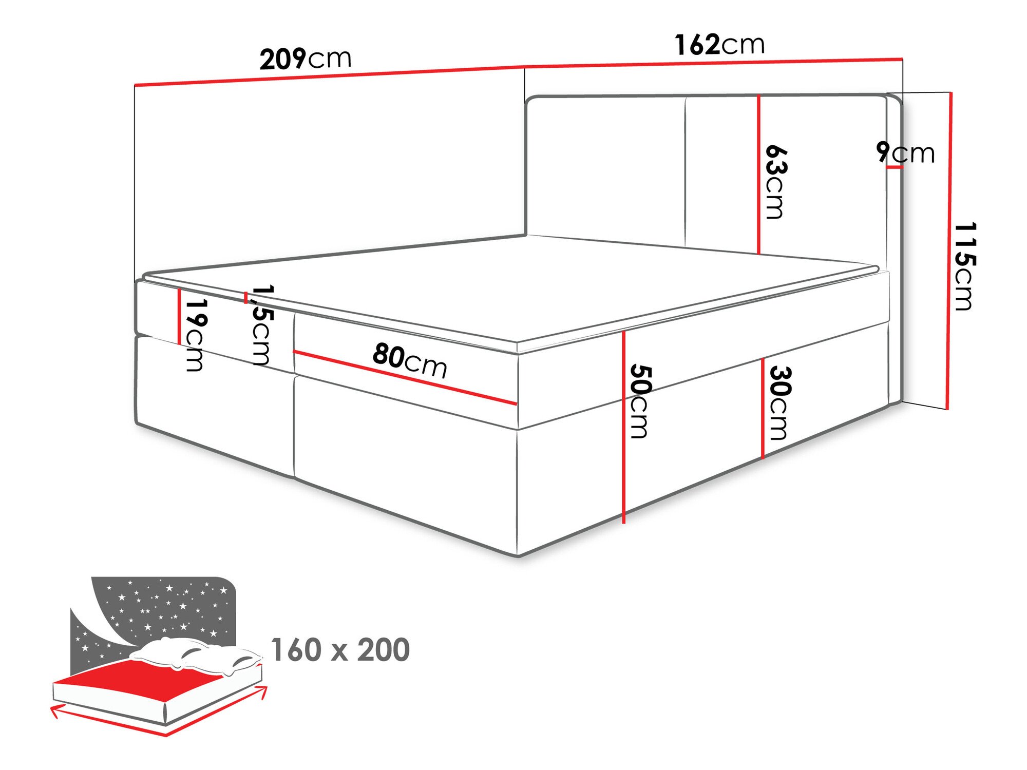Lit boxspring Zanesville 100 (Manila 14)