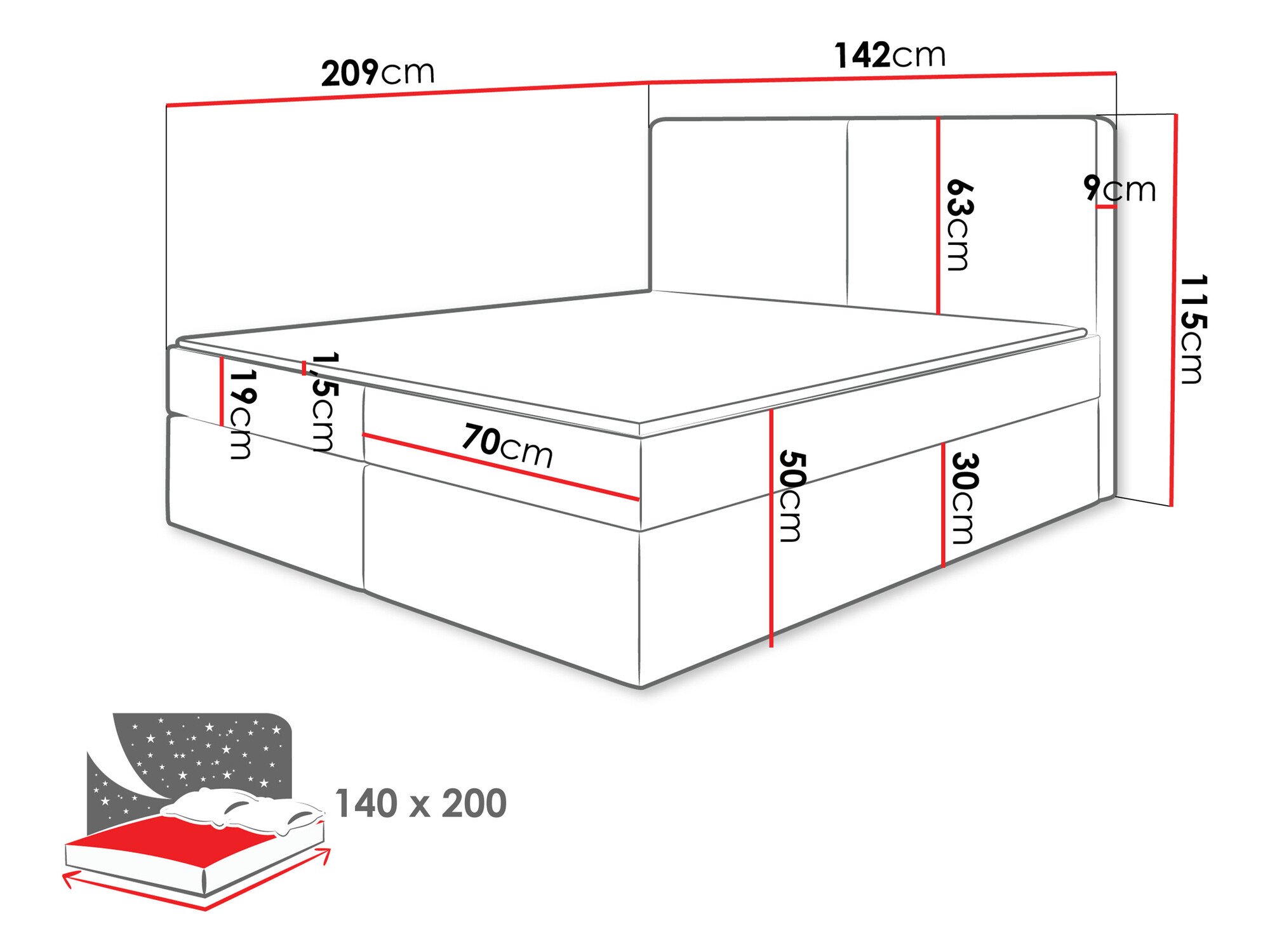 Lit boxspring Zanesville 100 (Manila 35)
