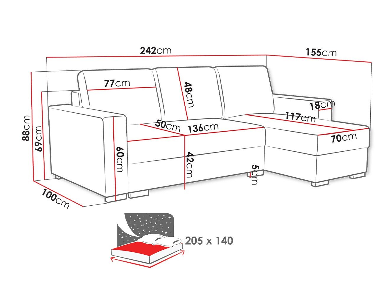Canapé d'angle Columbus 187 (Neve 16)