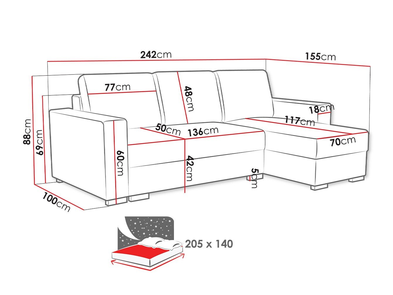 Canapé d'angle Columbus 187 (Neve 3)