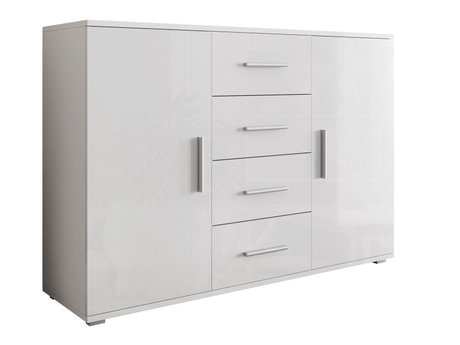 Commode Charlotte 118 (Blanc + Blanc brillant)