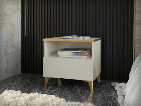 Table de chevet Comfivo Arbutus (Beige + Brillant beige)
