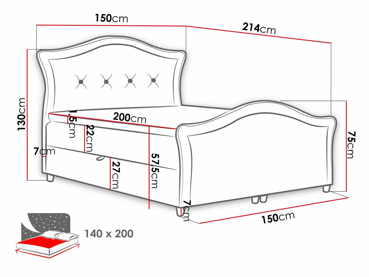 Lit boxspring Oleum I (Velluto 17)