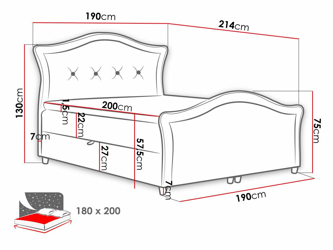 Lit boxspring Oleum I (Velluto 17)