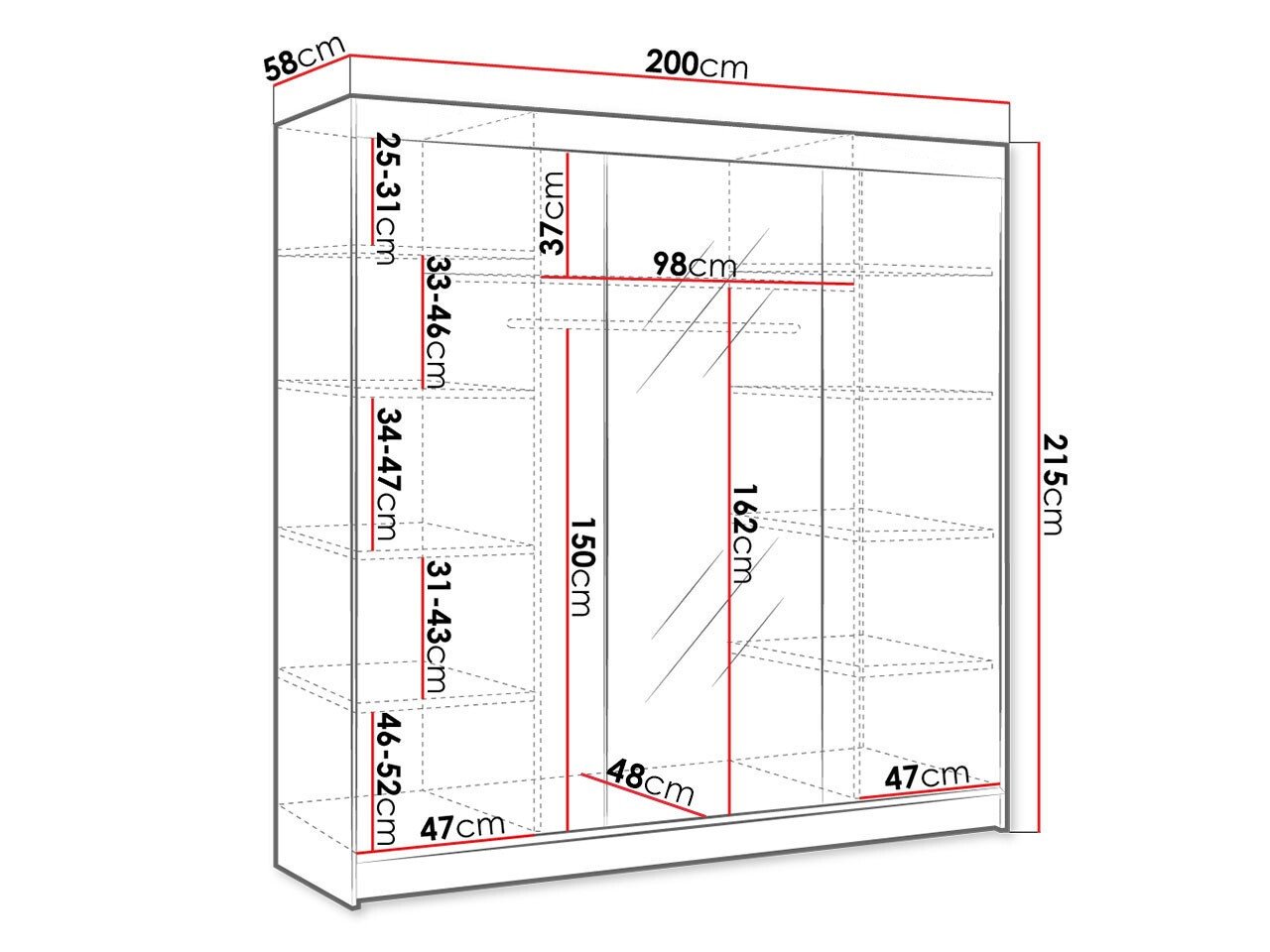 Armoire Closico 158 (Blanc)