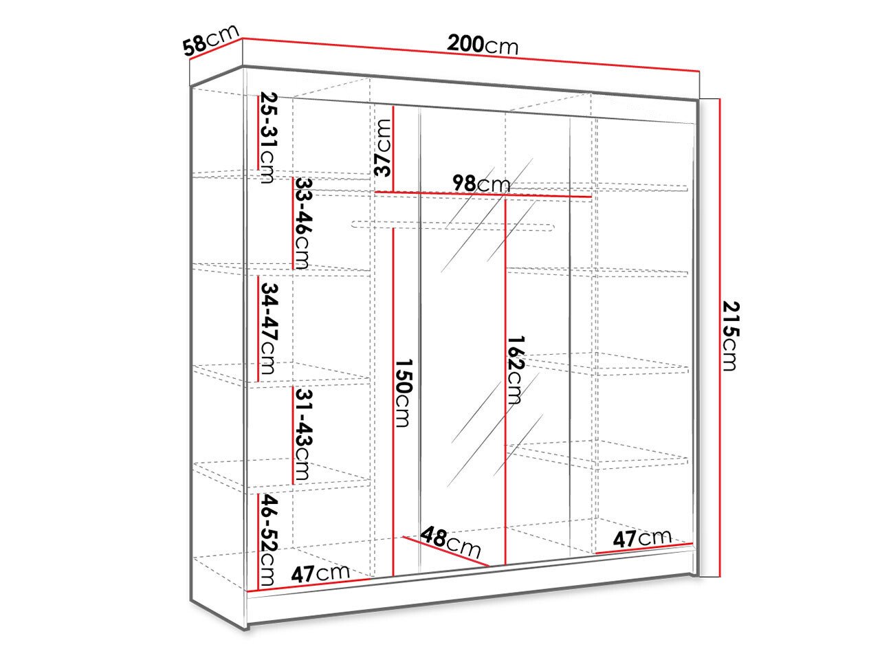 Armoire Closico Durion I (Blanc + Noir)