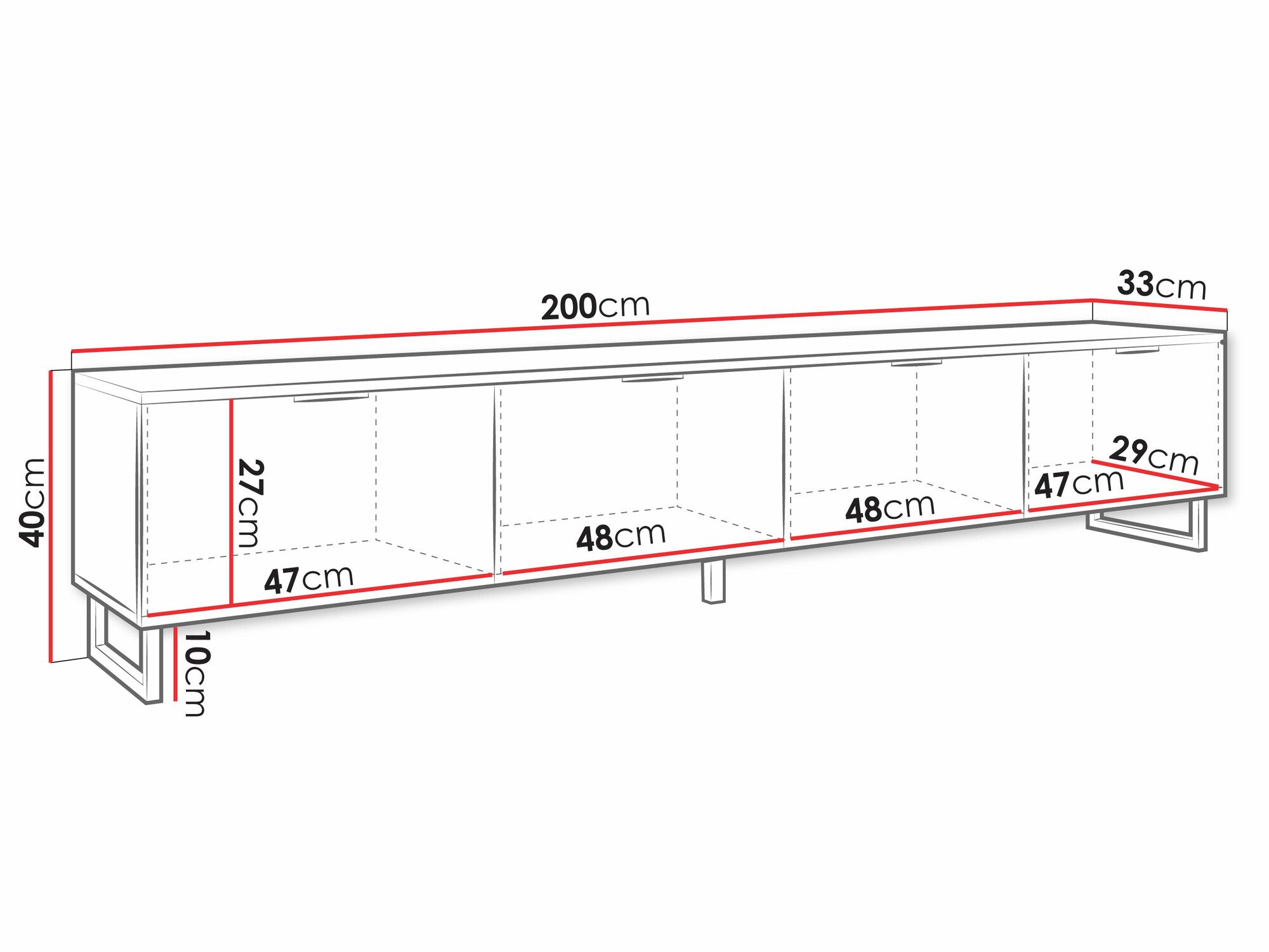 Meuble TV Sarasota 180 (Noir + Graphite)