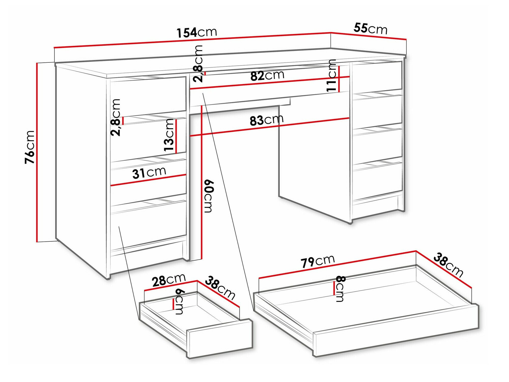 Bureau Comfivo 401 (Noir)