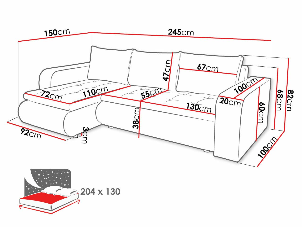 Canapé d'angle Muncie 100 (Soft 017 + Lawa 06)