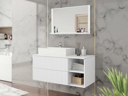Ensemble de salle de bain Nauta (Blanc + Marbre blanc)