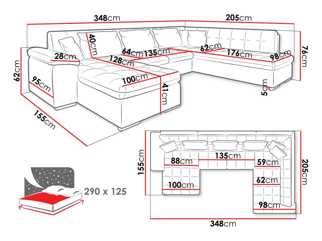 Canapé d'angle Comfivo Gemma V (Sicuro 35 + Sempre 6)
