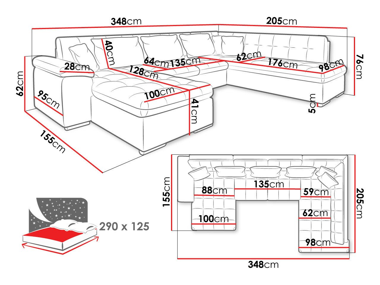 Canapé d'angle Comfivo Gemma V (Sicuro 35 + Sempre 6)