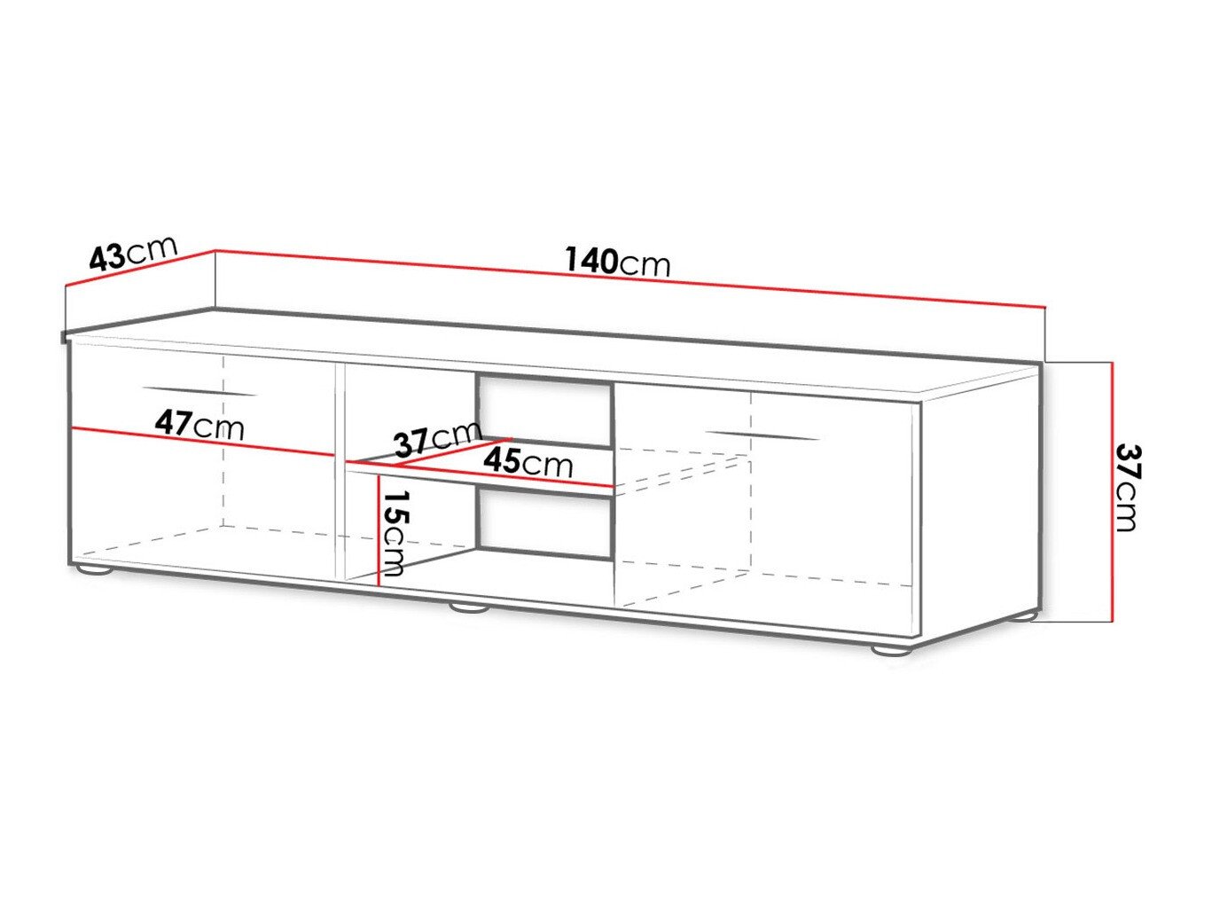 Meuble TV Tornola 100 (Blanc + Blanc brillant)