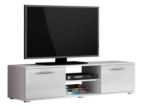 Meuble TV Tornola 100 (Blanc + Blanc brillant)