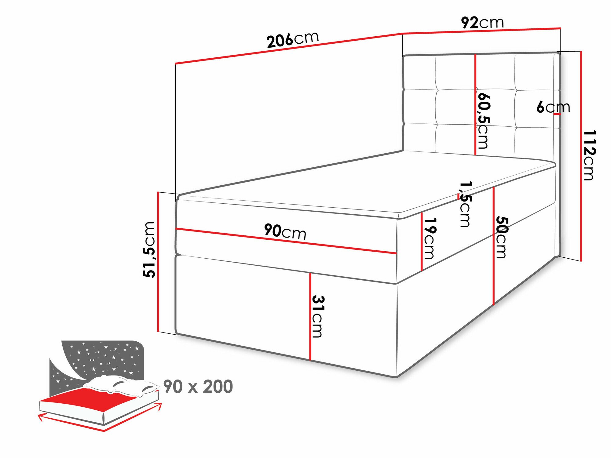 Lit boxspring Comfivo Osculum II (Soft 017)