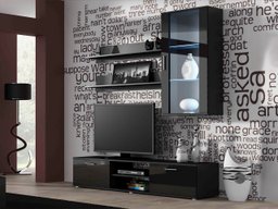 Ensemble de salon Tornola 113 (Noir + Noir brillant)