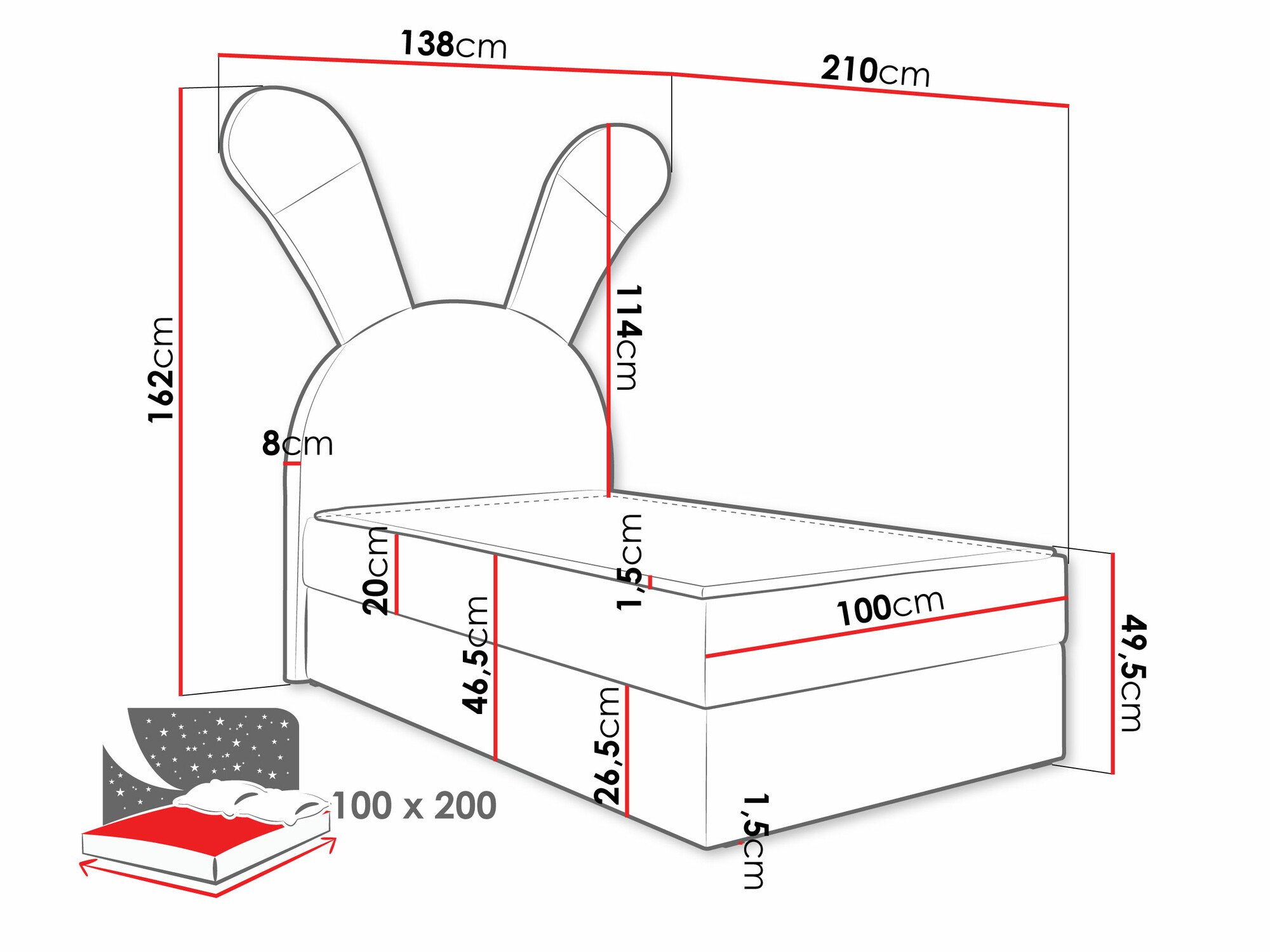 Lit boxspring Stylus (Magic Velvet 2200)