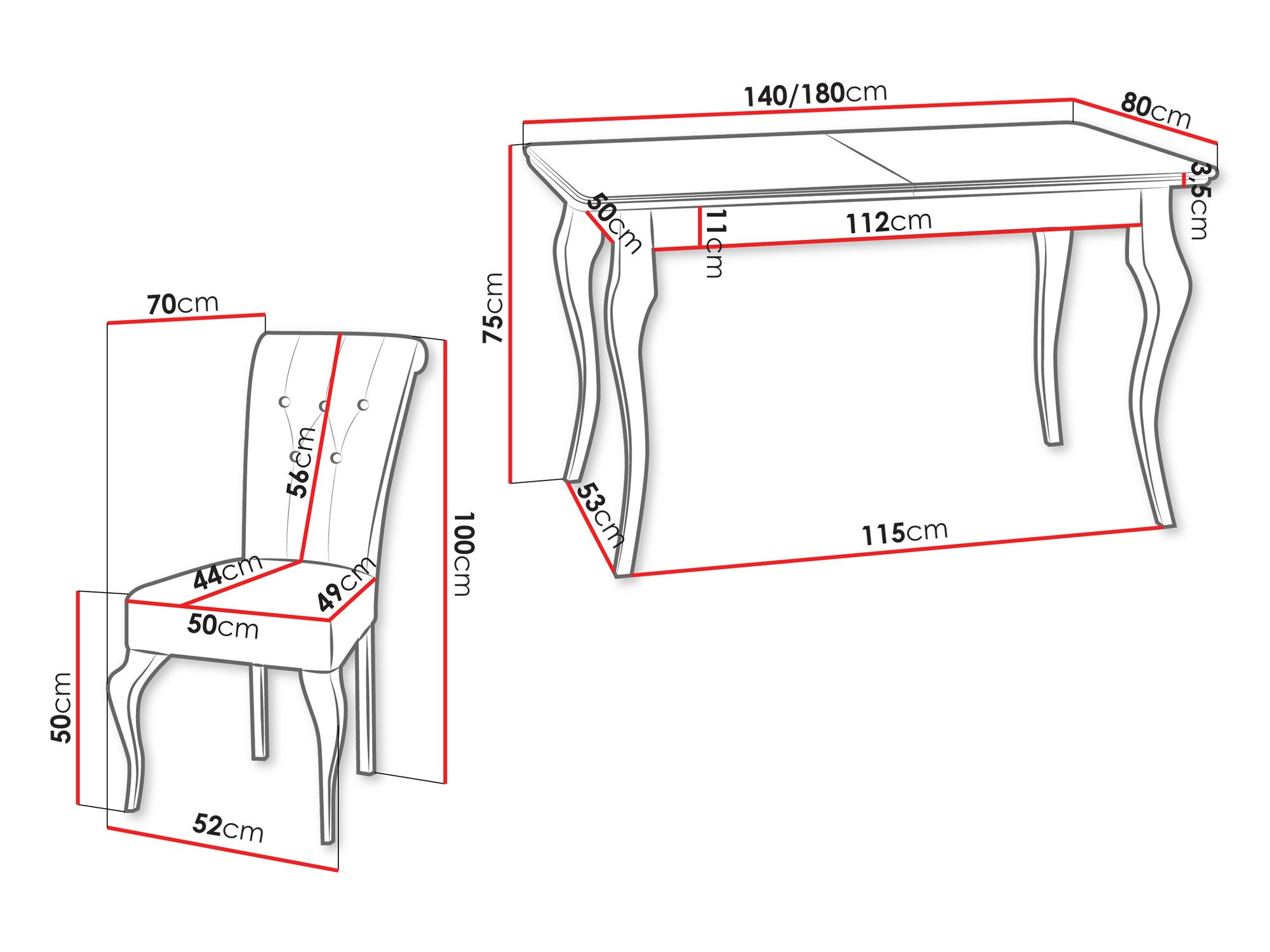 Salle à manger complète Comfivo Gallina II (Magic Velvet 2217)