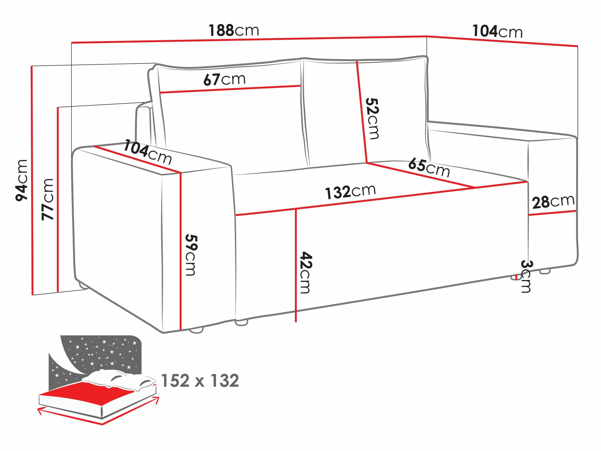 Canapé convertible Clovis 107 (Poso 22)