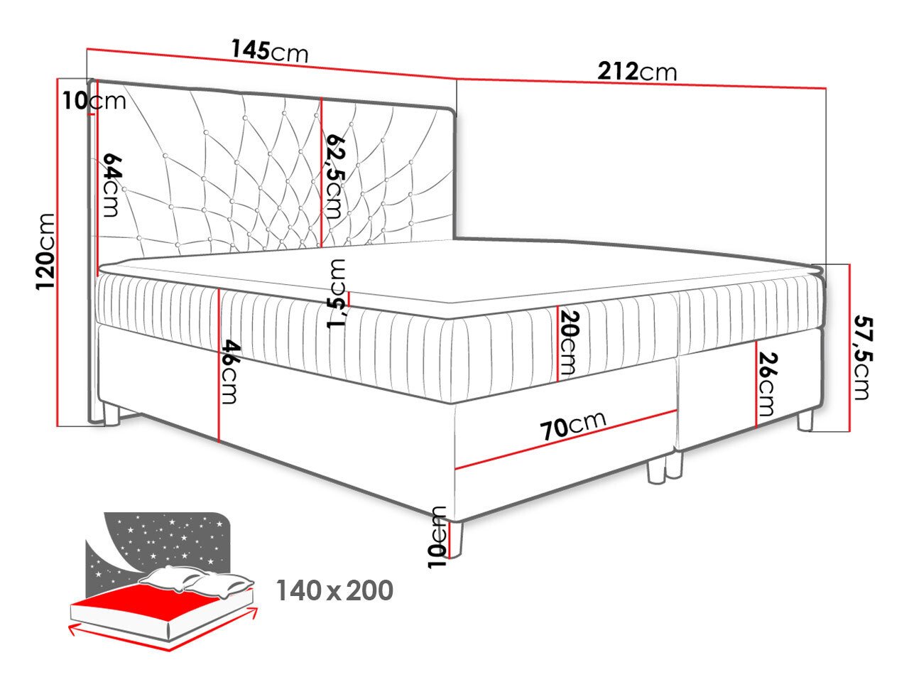 Lit boxspring Civitas (Manila 16)