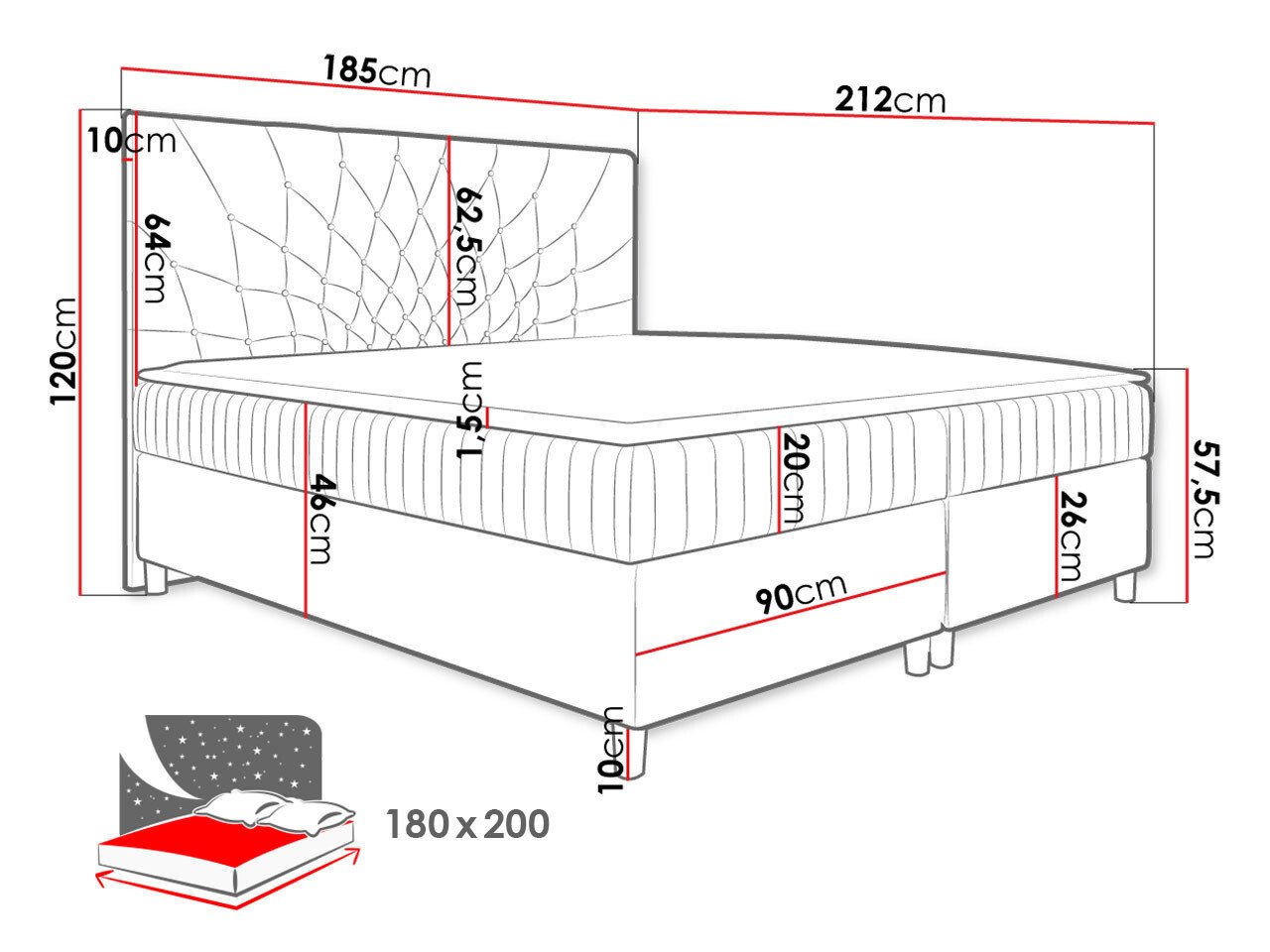Lit boxspring Civitas (Manila 18)