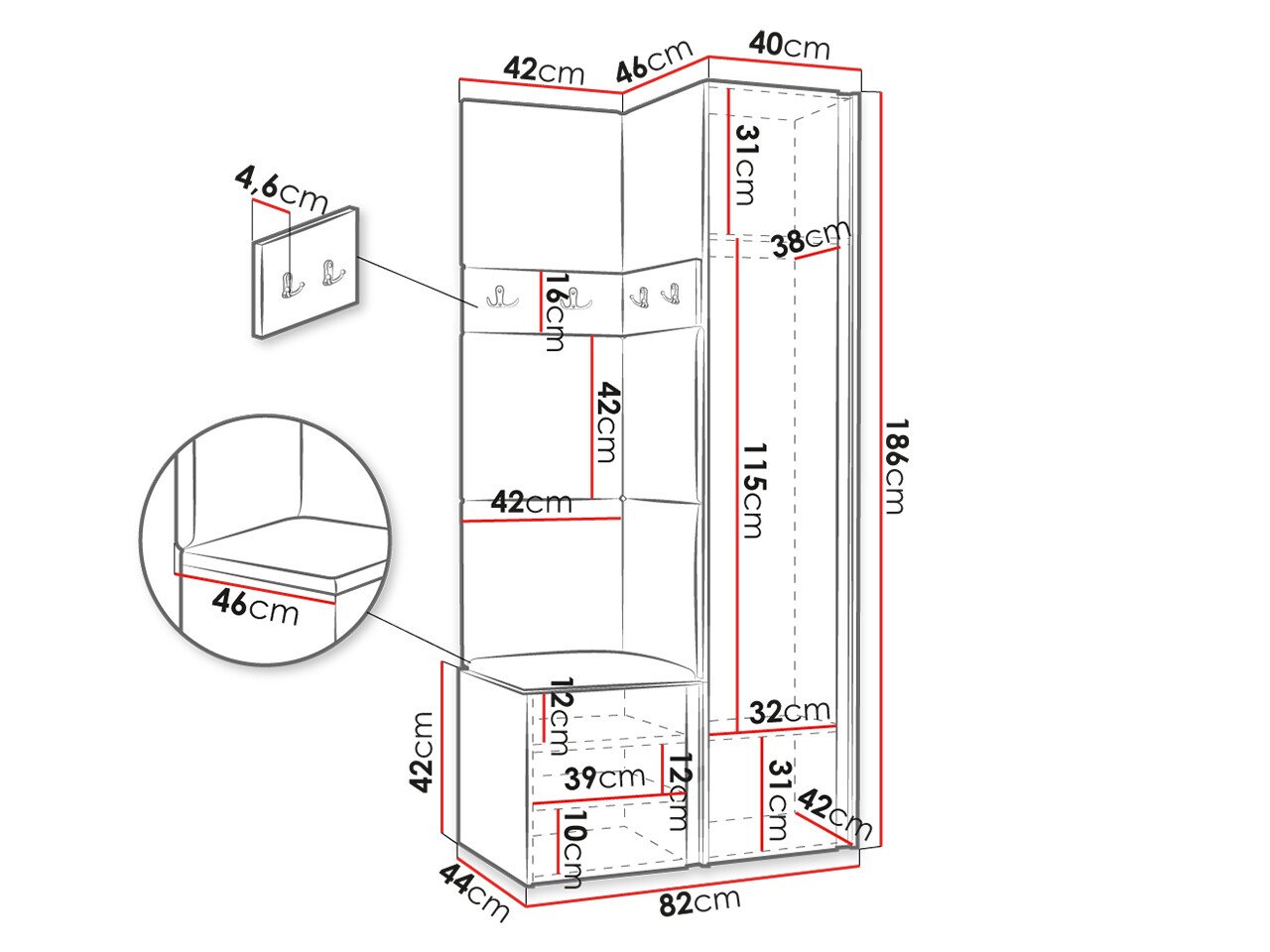 Meuble d'entrée Hartford 354 (Graphite)