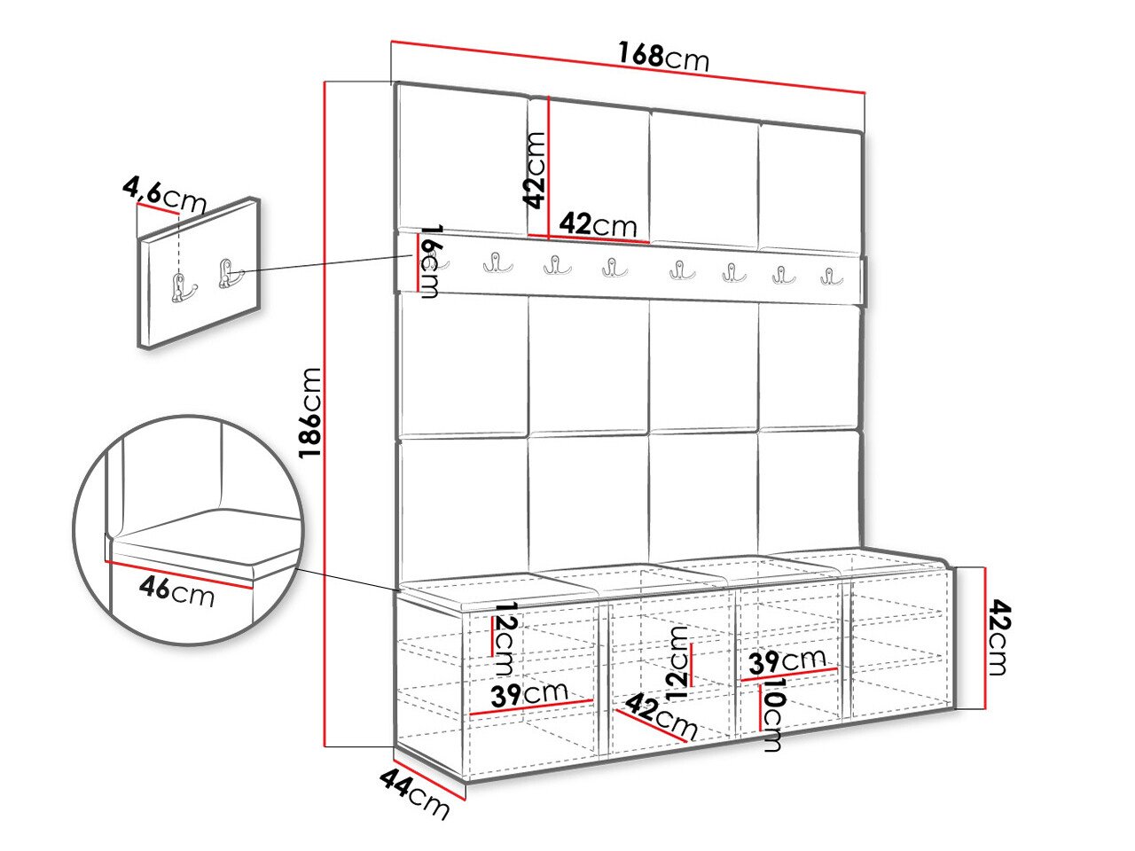 Meuble d'entrée Hartford 268 (Graphite)