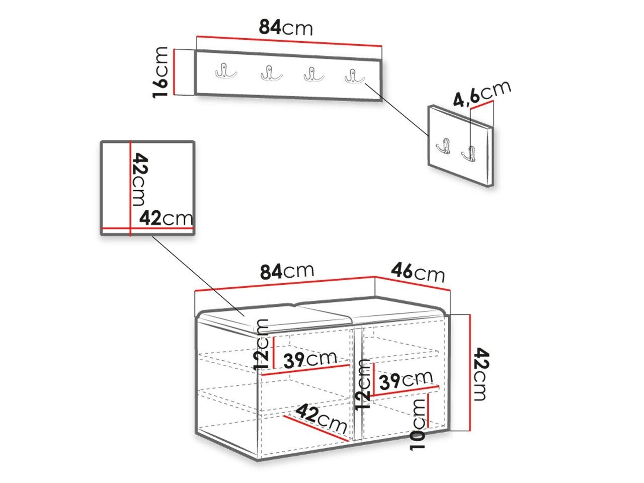 Meuble d'entrée Hartford 275 (Chêne Artisan)