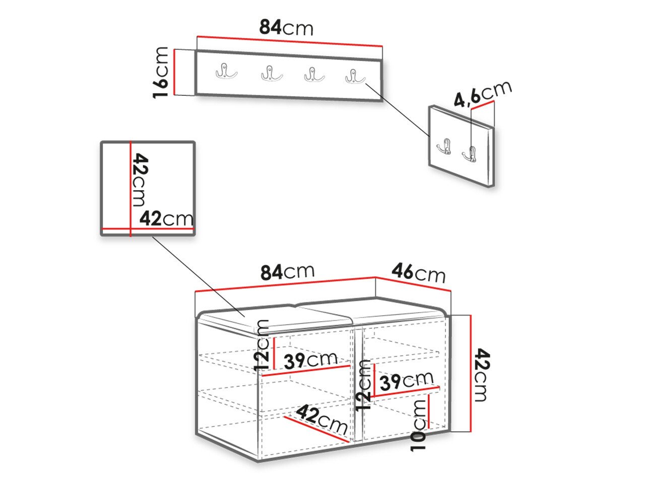 Meuble d'entrée Hartford 275 (Graphite)