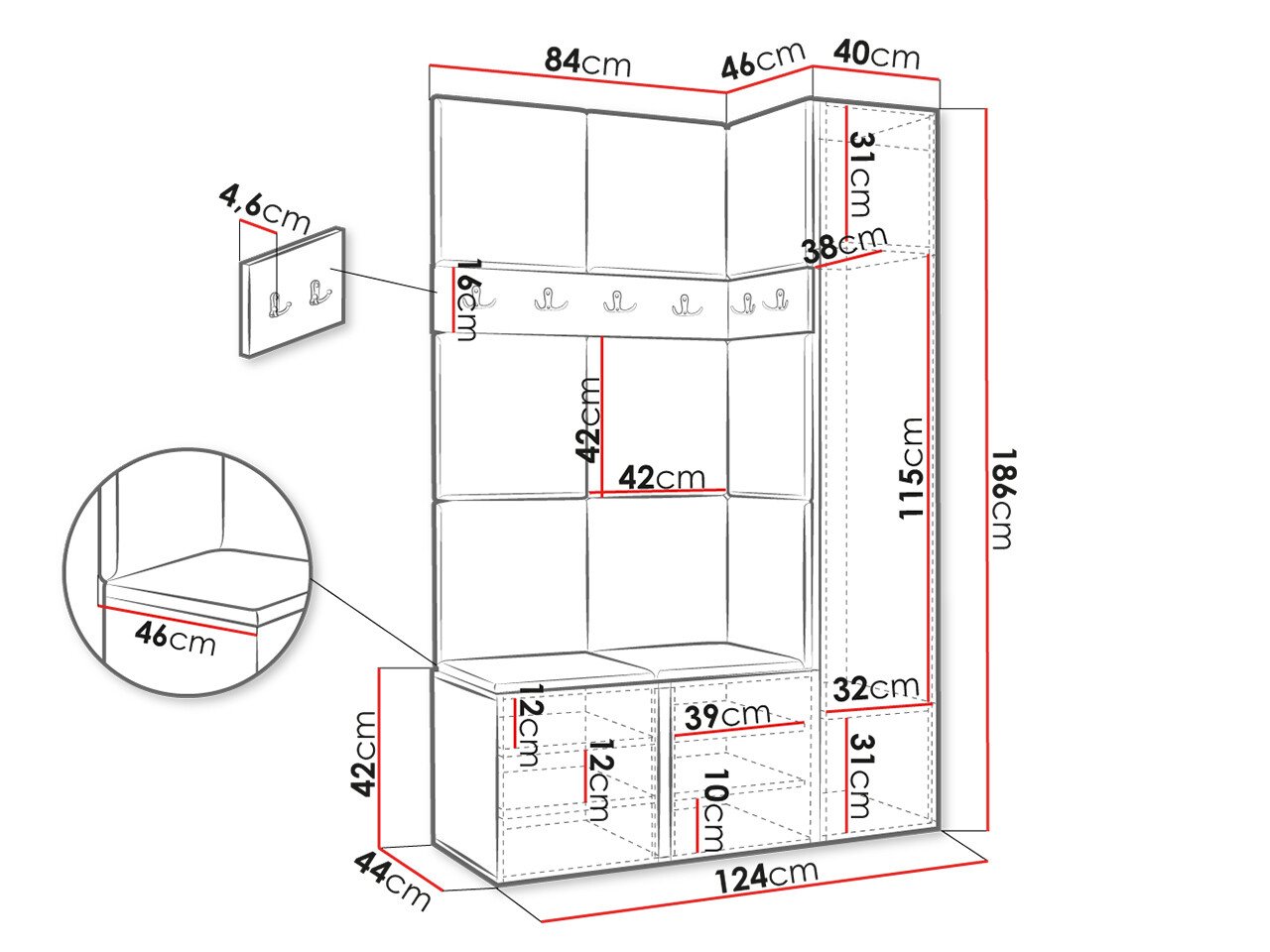 Meuble d'entrée Hartford 277 (Chêne Artisan)