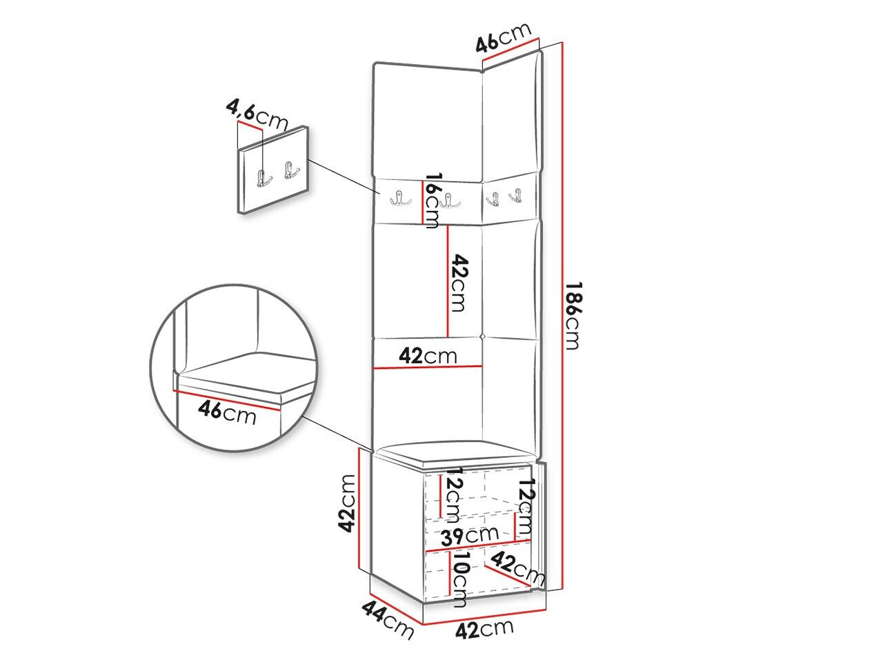 Meuble d'entrée Hartford 347 (Blanc)