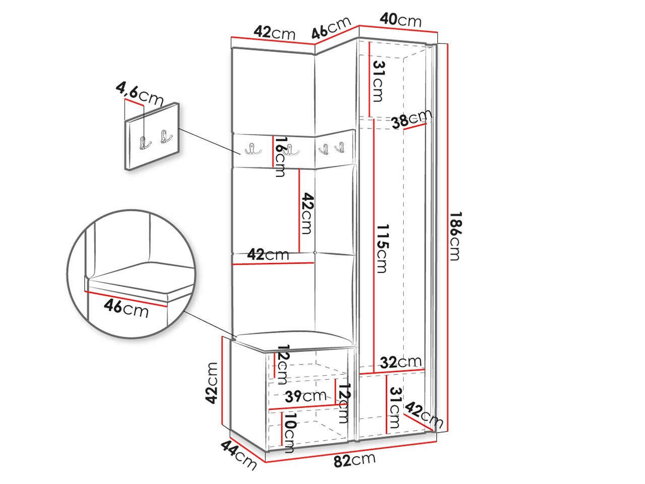 Meuble d'entrée Hartford 348 (Blanc)