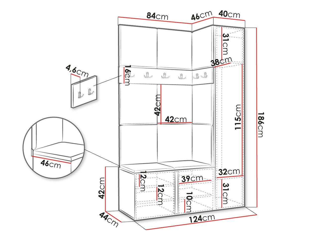 Meuble d'entrée Hartford 471 (Graphite)