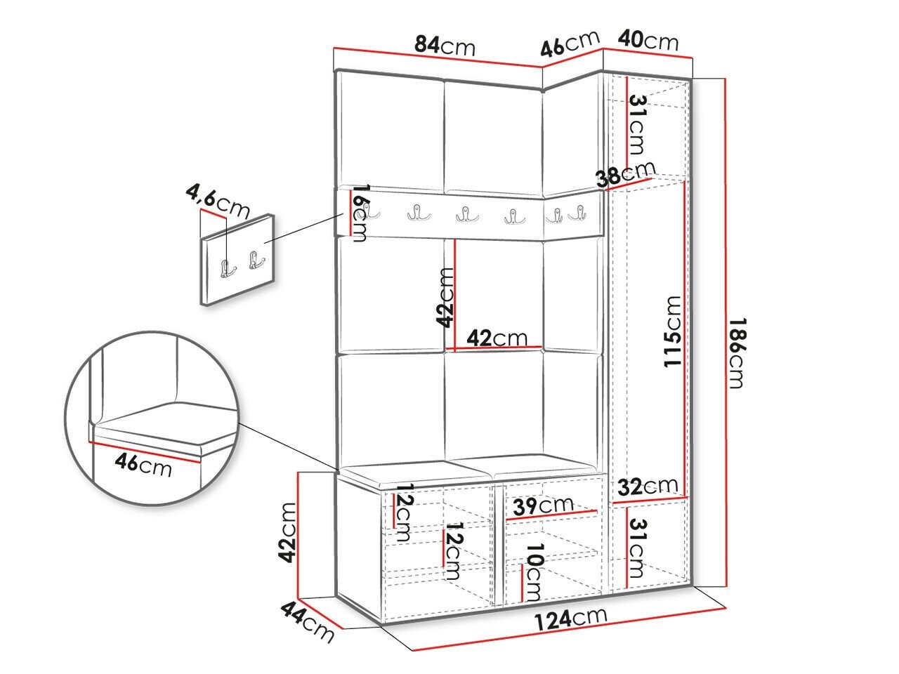 Meuble d'entrée Hartford 471 (Graphite)