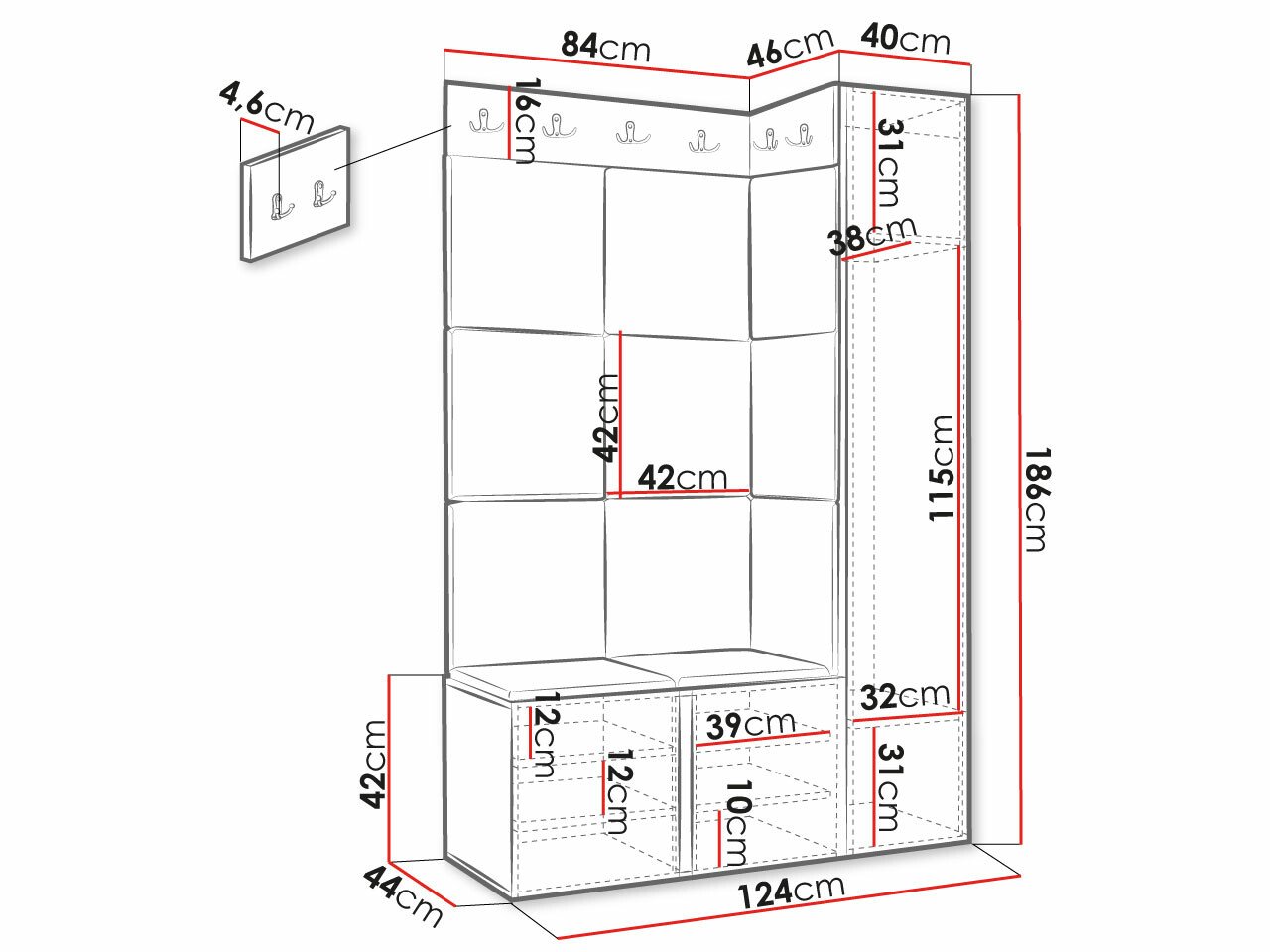 Meuble d'entrée Hartford 377 (Blanc)