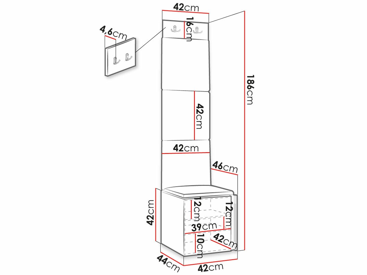 Meuble d'entrée Hartford 378 (Noir)
