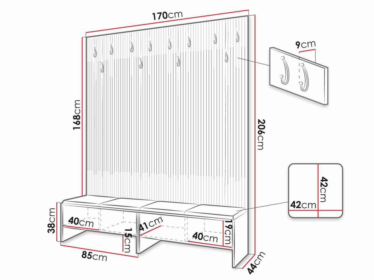 Meuble d'entrée Donio V (Chêne Artisan + Abriamo 3)