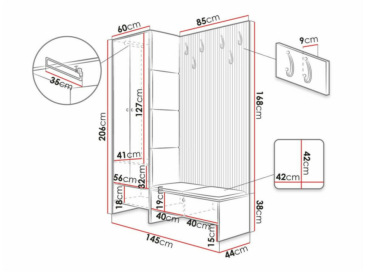 Meuble d'entrée Hartford 320 (Chêne Artisan + Abriamo 3)