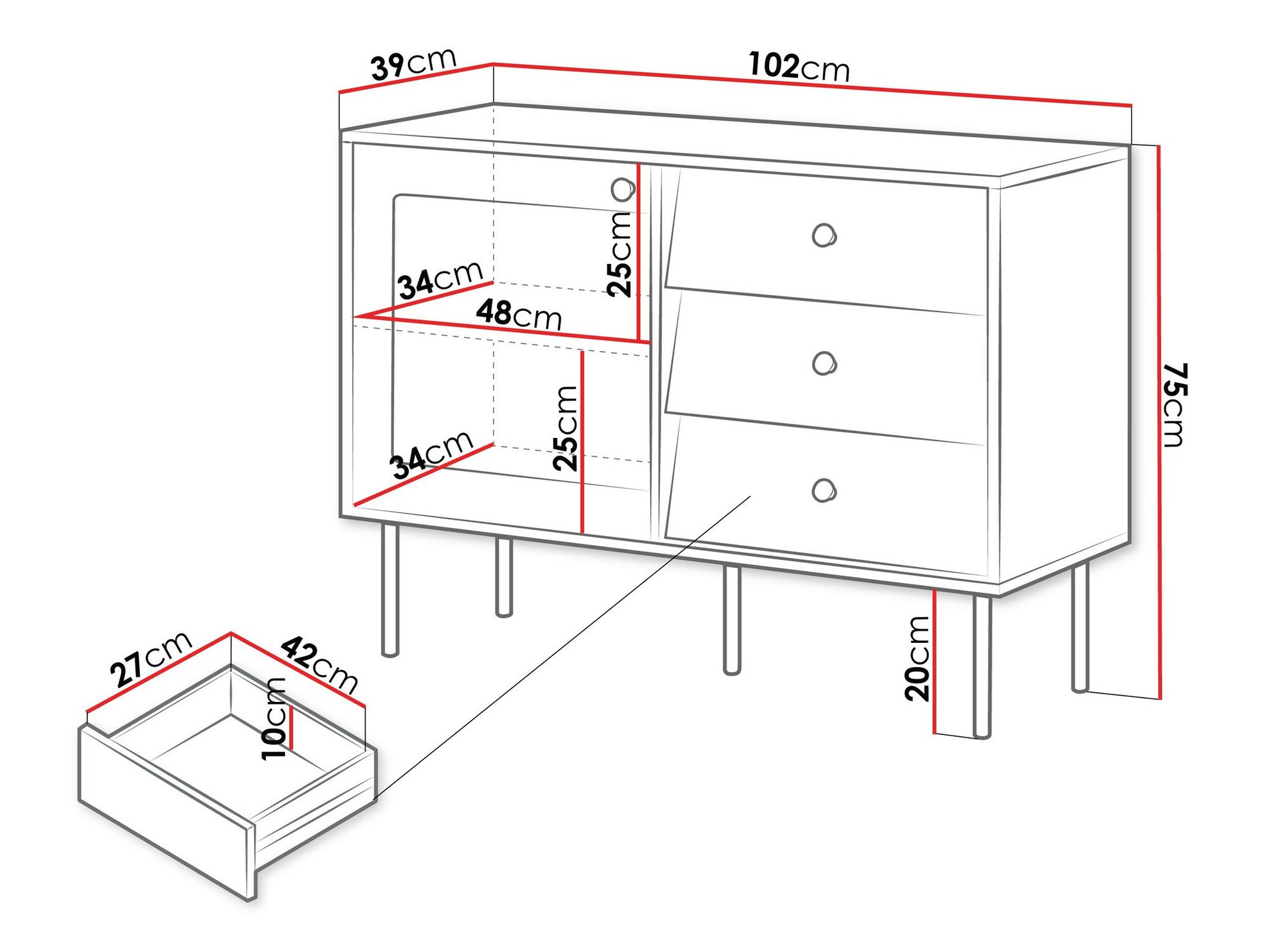 Commode Feletri 100 (Blanc)
