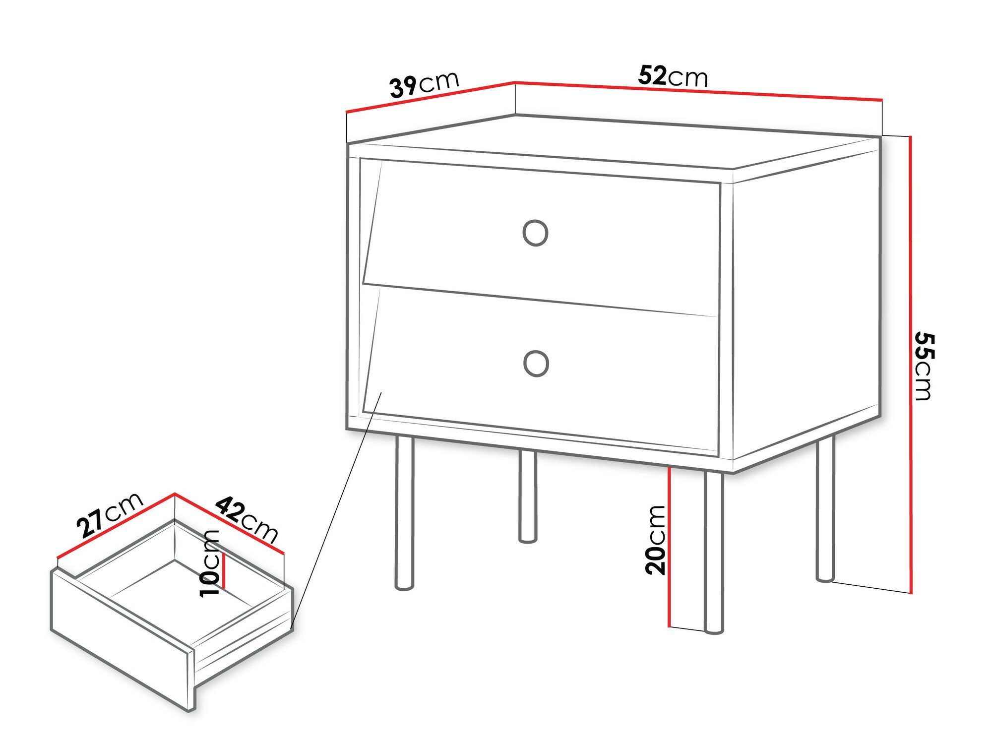 Ensemble de tables de chevet Feletri 106 (Blanc)