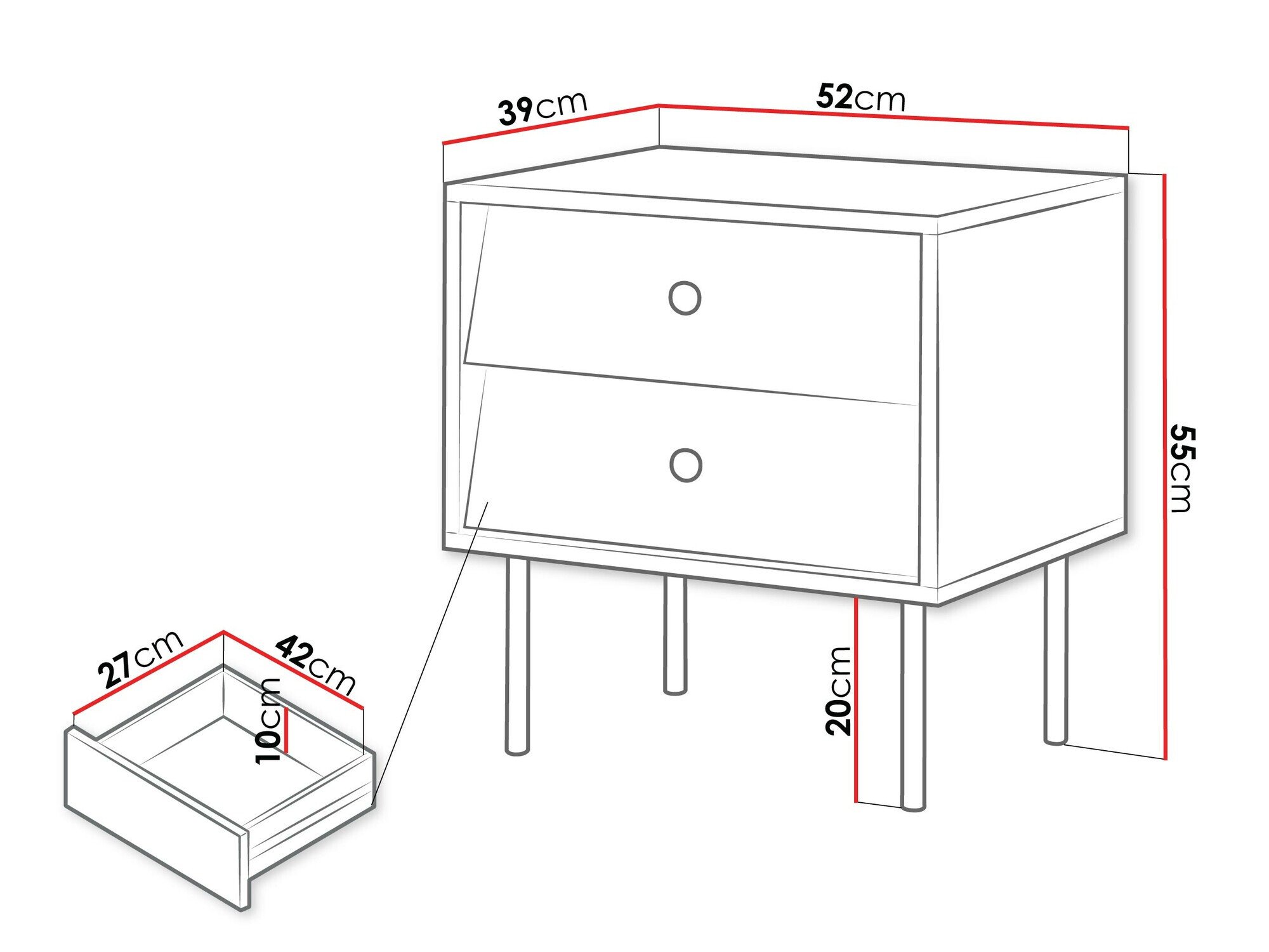 Ensemble de tables de chevet Feletri 106 (Noir)