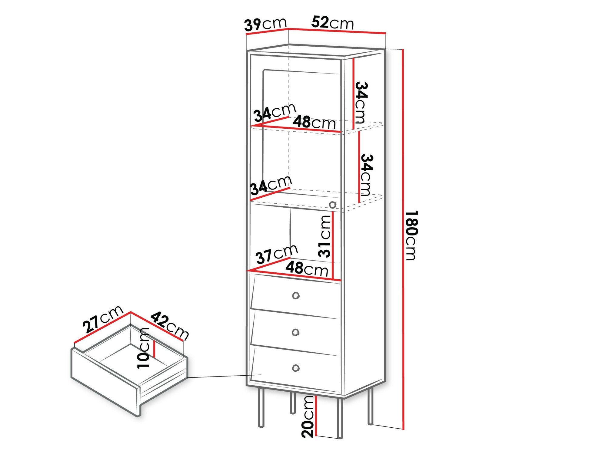 Étagère Feletri 105 (Noir)