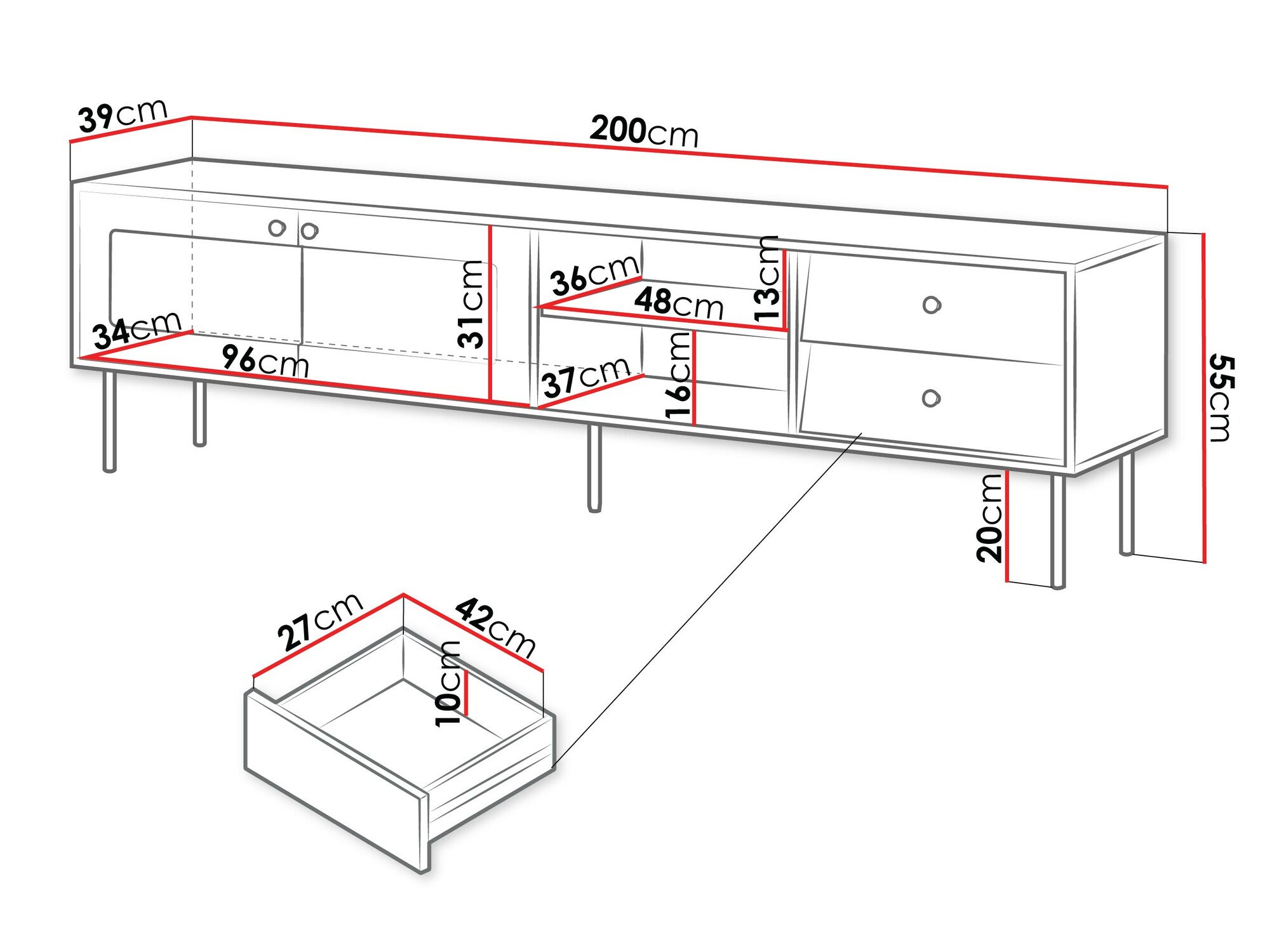 Meuble TV Feletri 103 (Noir)