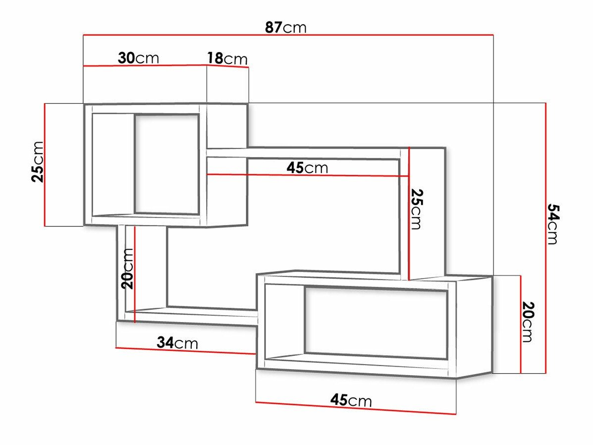 Étagère murale Sarasota 106 (Sonoma chêne + Blanc)