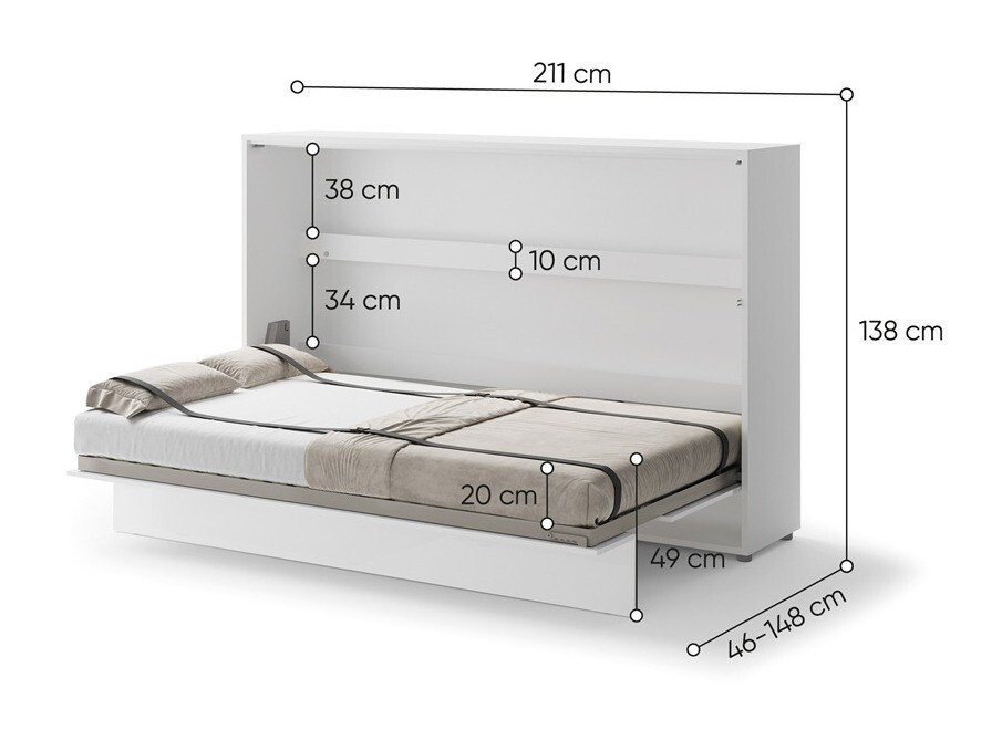 Lit escamotable Concept Pro Lenart Levfere 115 (Blanc brillant)