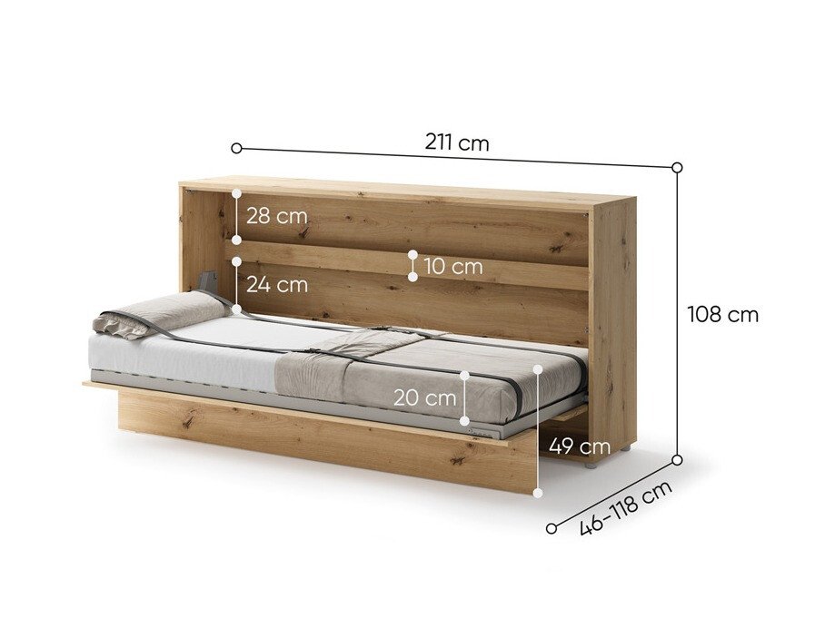 Lit escamotable Concept Pro Lenart Levfere 115 (Chêne Artisan)