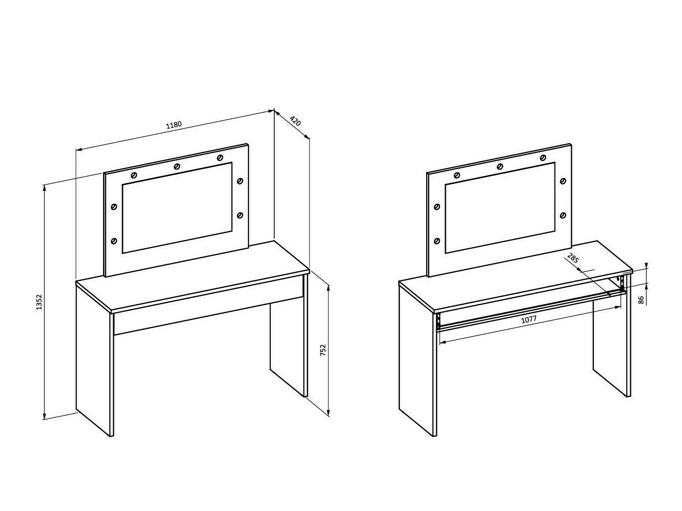 Coiffeuse Austin 343 (Chêne wotan)